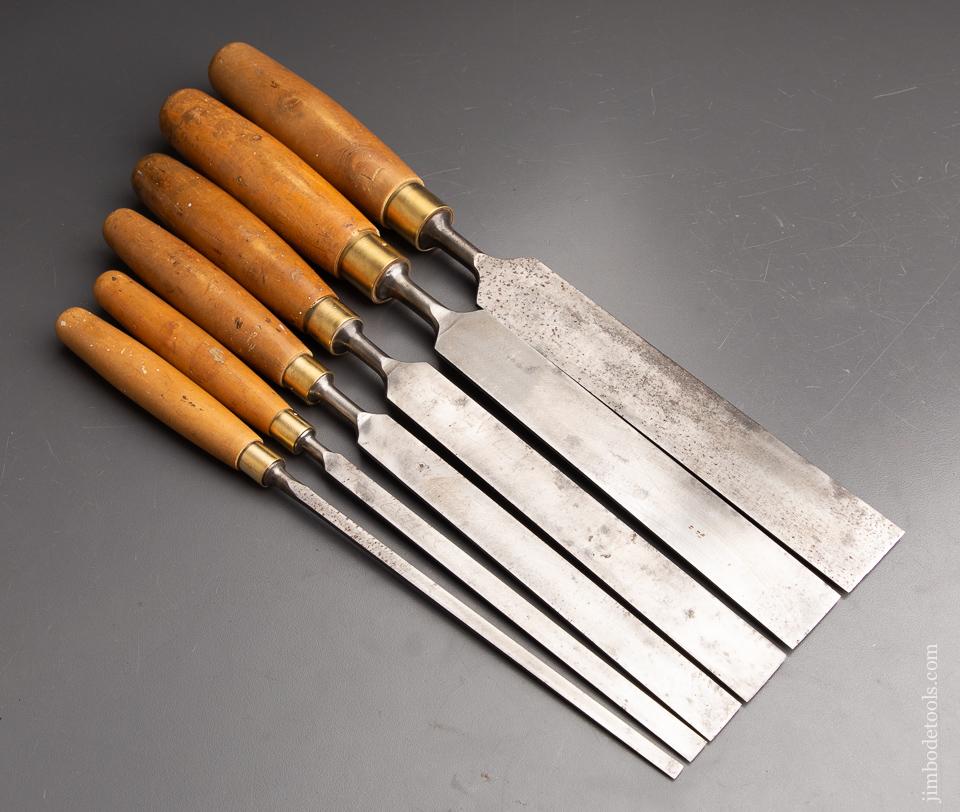 Great Set of 6 MARPLES Boxwood Handled Paring Chisels - 92688