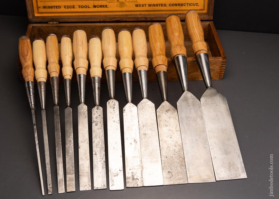 Complete Set of 12 Fine T.H. WITHERBY Beveled Socket Firmer chisels in Original Box - 96151