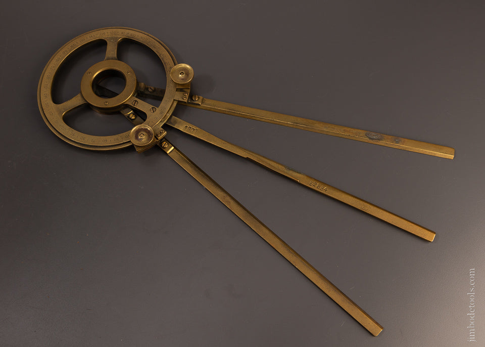 Massive & Amazing Brass 3 Legged Protractor by TROUGHTON & SIMS LONDON - EXCELSIOR 106914