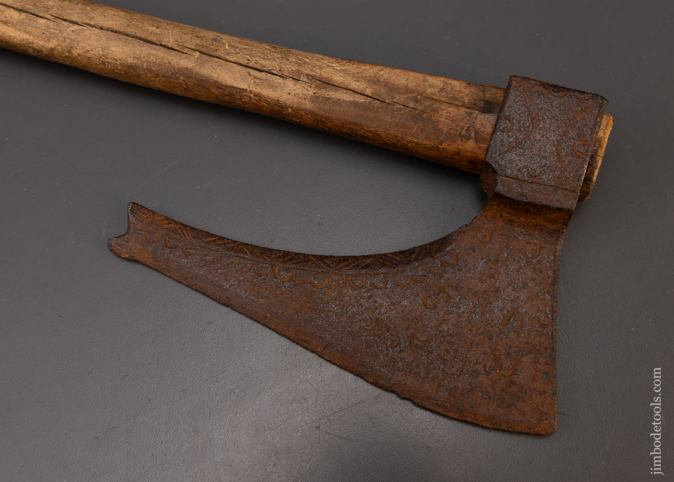 Stunning 18th Century Decorated Single Bevel Side Axe - EXCELSIOR 109189