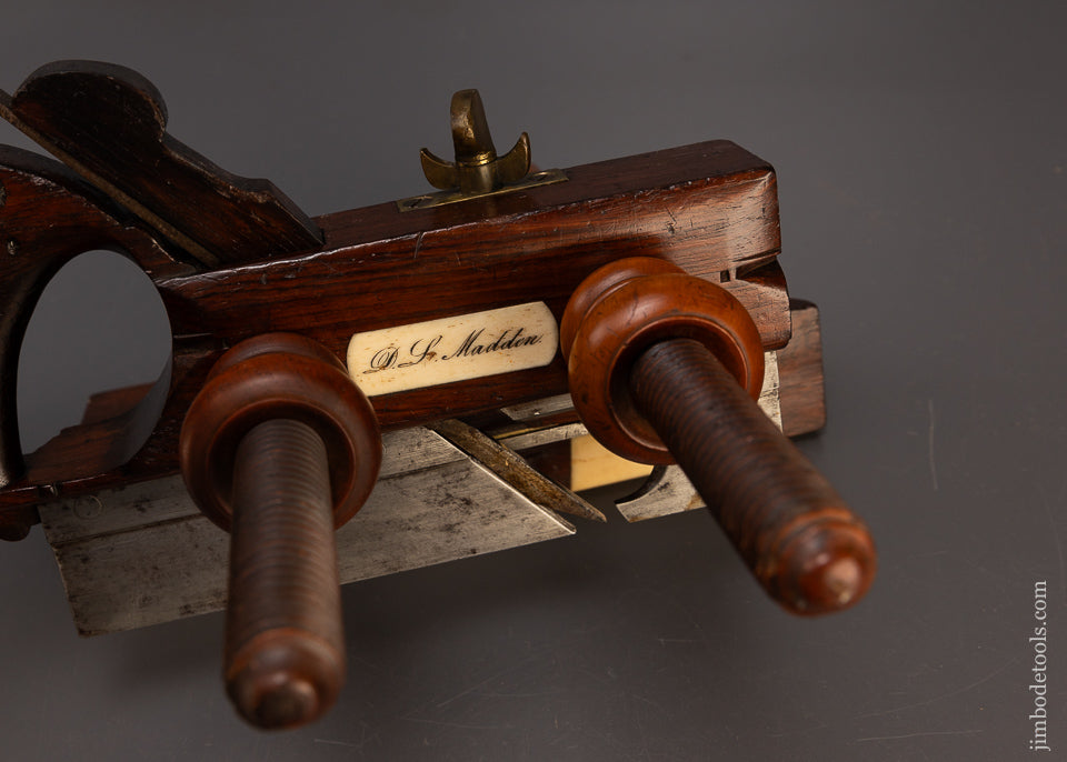 Spectacular Solid Rosewood Fancy Plow Plane with Bone Inserts H.L. KENDALL BALTIMORE - EXCELSIOR 110241