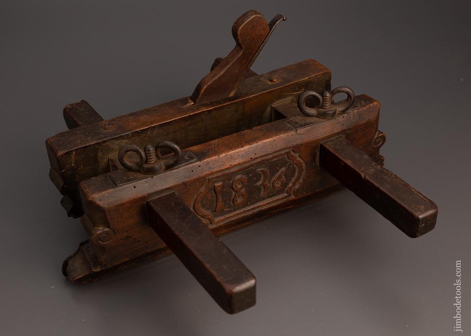 Gorgeous 1836 Dated & Carved Dutch Plow Plane - EXCELSIOR 99330